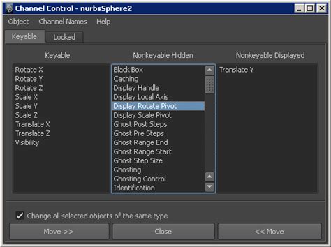 maya channel control editor